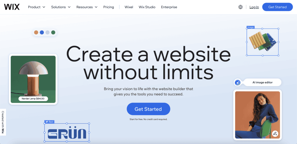 Wix homepage